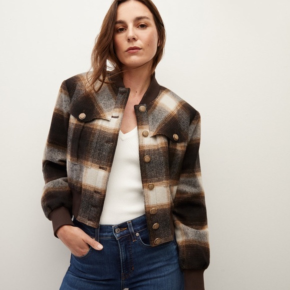 Veronica Beard Plaid Stanley Bomber Jacket - Picture 1 of 10
